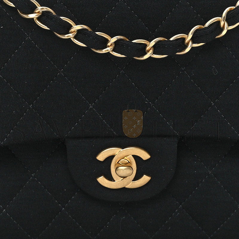 Ch*el jersey quilted medium double flap black (25*17*7cm)